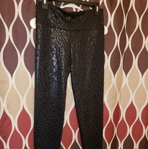 Shein size L black leopard print shiny leggings